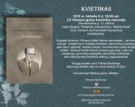 Kvietimas į knygos „Antanas Juknevičius. Atsiminimai“ pristatymą